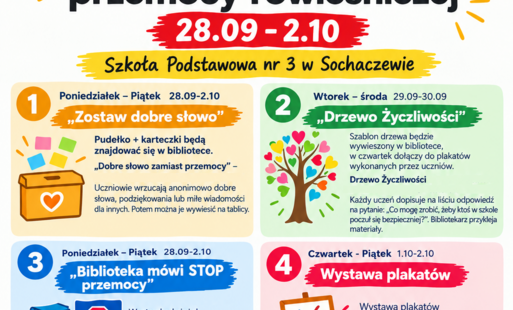 Plakat : 28.09-02.10 Tydzień Przeciwdziałania Przemocy Rówieśniczej