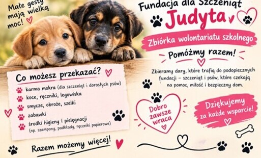 Plakat , na temat t zbiórki charytatywnej dla zwierząt.